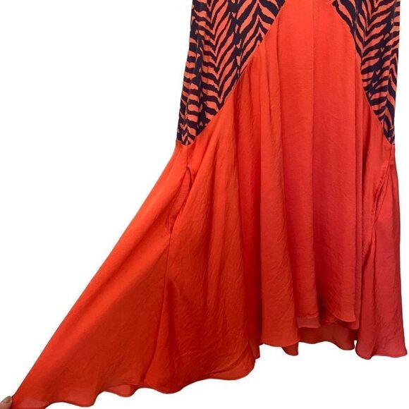 Free People Large Sleeveless Tank Swing Dress Red Orange Zebra Sleeveless - Picture 5 of 12